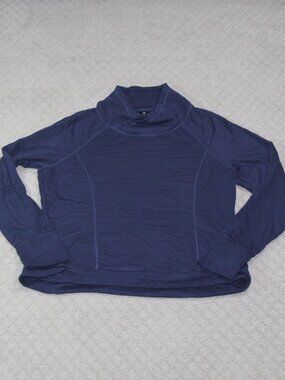 Yogalicious Size L Navy Blue Mock Neck Long Sleeve Top